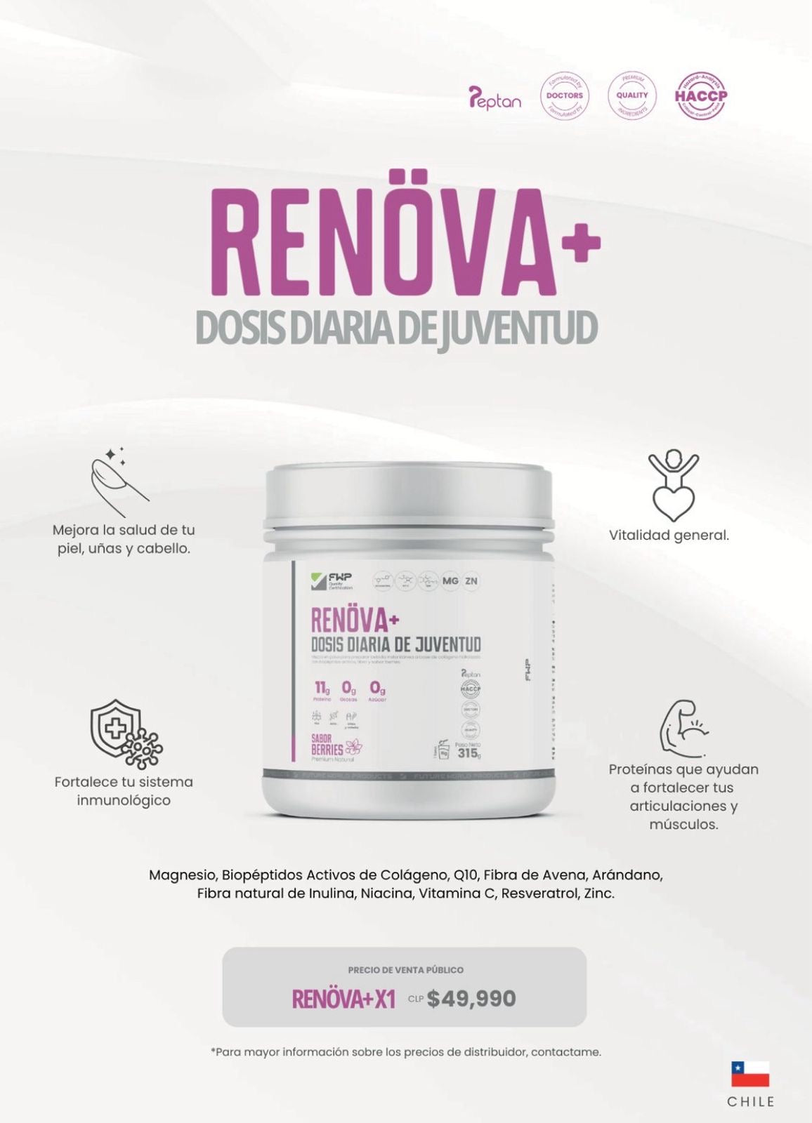 Colágeno Renova Hidrolizado con biopéptidos activos